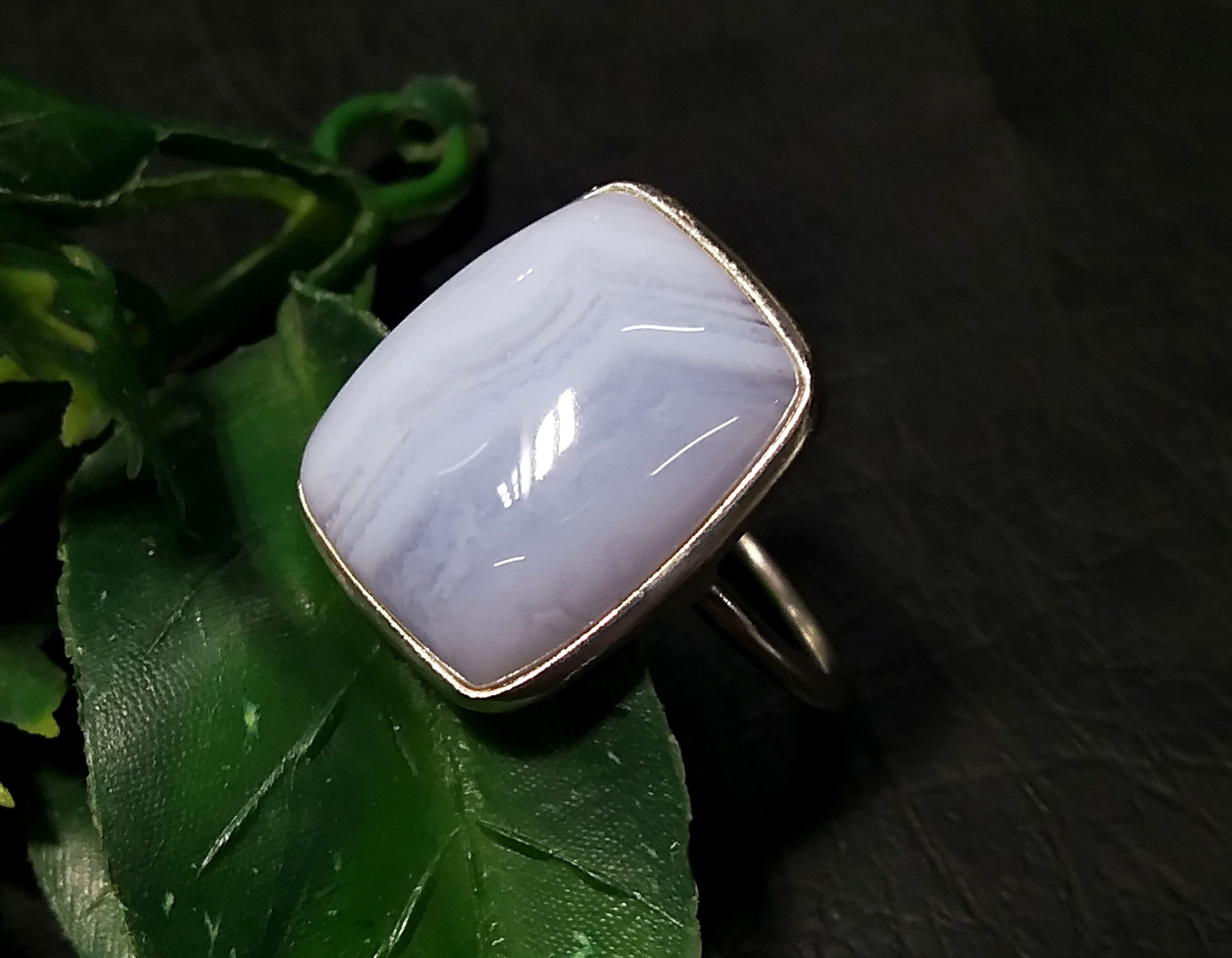 Natural Blue Lace Agate Gemstone Ring, 925 Solid Starling Silver Ring Jewelry, Stone Size 18x14mm Statement Ring, Gift Birthday Ring Jewelry